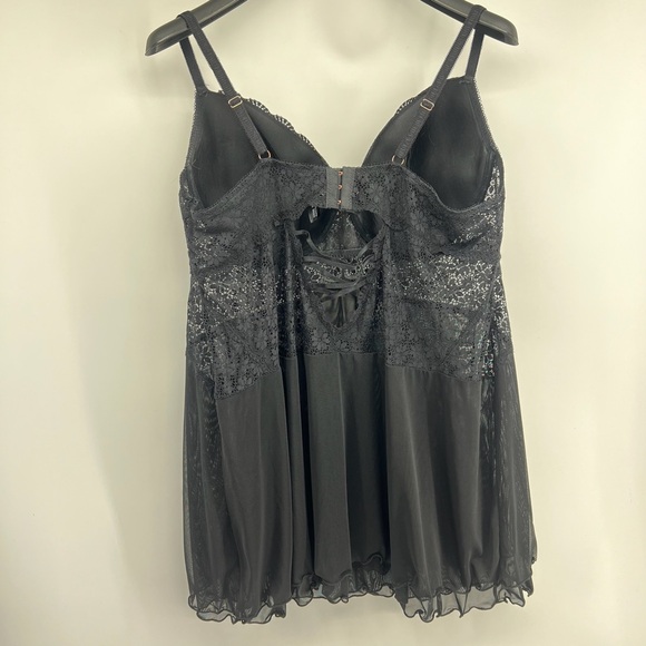 Rene Rocs Black Intimates Sz 3X Sleepwear Lace Trimmed Sheer - Picture 10 of 12